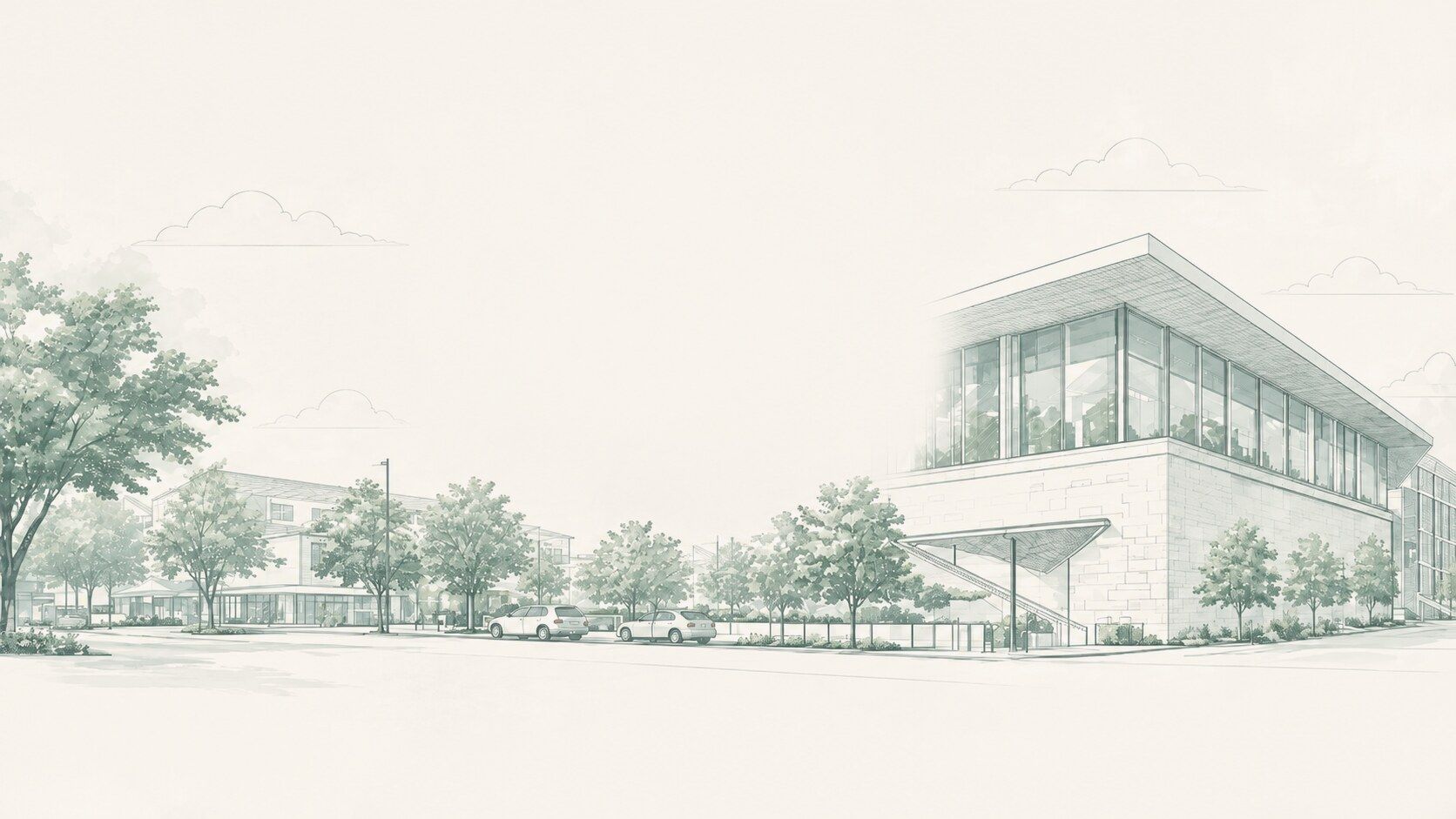 Croquis du Palais de justice de Pontoise et de ses abords