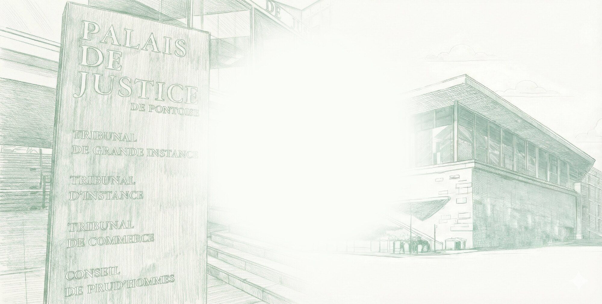 Croquis de l’entrée du Palais de justice de Pontoise